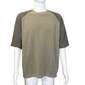 Cabelas T-Shirt Mens L Green 100% Cotton Waffle Knit Oversized Casual